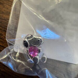Gnoce Peanuts Snoopy Sitting Embraces Birthstone Charm Light Pink